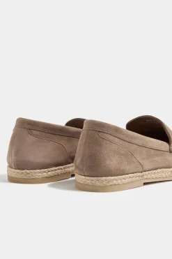 Espadrilles taupe en daim - Made in Italy