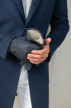 Gants Bleu clair en cuir de cerf - Made in Italy