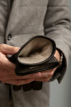 Gants en cuir de cerf marron foncé - Made in Italy