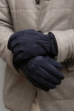 Gants en daim bleus - Made in Italy