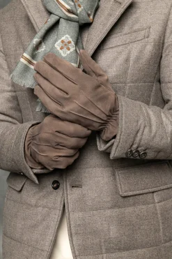 Gants taupe en daim - Made in Italy