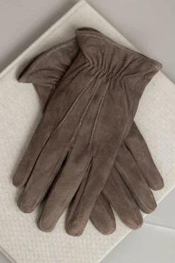 Gants taupe en daim - Made in Italy