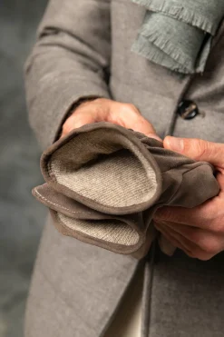 Gants taupe en daim - Made in Italy