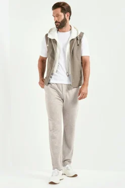 Gilet à capuche tabac - Made in Italy