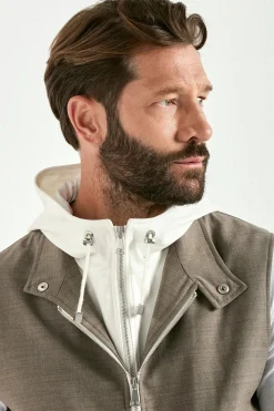 Gilet à capuche tabac - Made in Italy