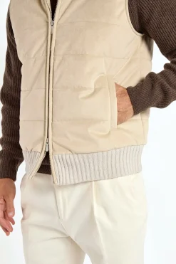Gilet en alcantara sable - Made in Italy