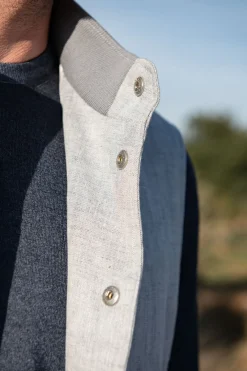 Gilet en lin gris craie – Made in Italy