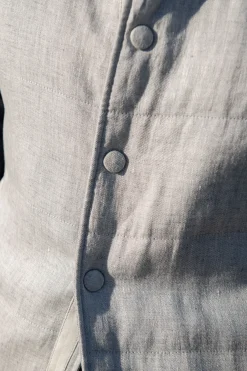 Gilet en lin gris craie – Made in Italy