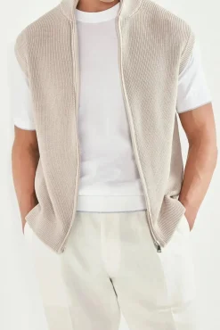 Gilet en maille beige - Made in Italy