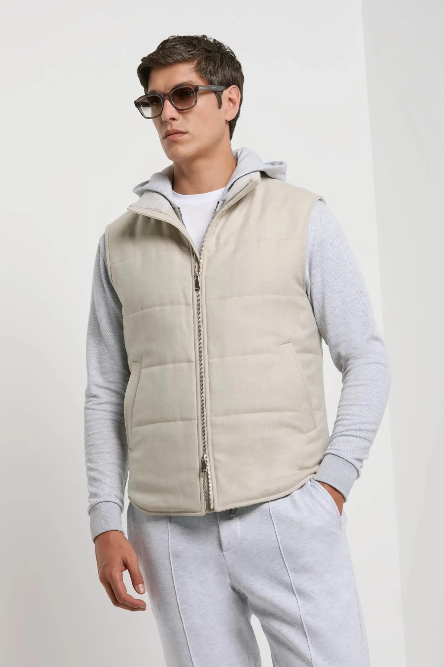 Gilet matelassé beige - Made in Italy