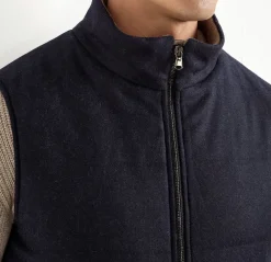 Gilet matelassé bleu en laine et cachemire – Made in Italy