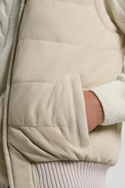 Gilet matelassé en daim beige - Made in Italy