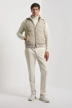 Gilet matelassé en daim beige - Made in Italy