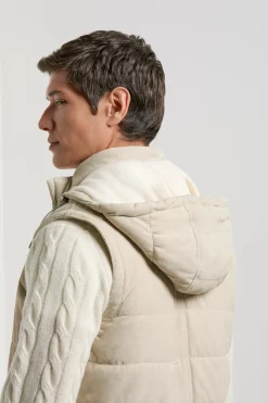 Gilet matelassé en daim beige - Made in Italy