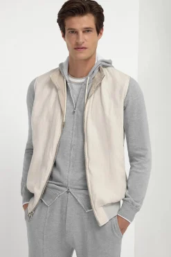 Gilet réversible en daim sable - Made in Italy