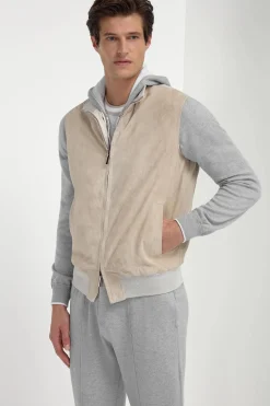 Gilet réversible en daim sable - Made in Italy