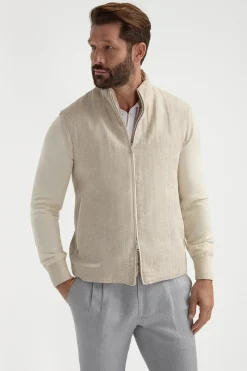 Gilet réversible sable à chevrons - Made in Italy