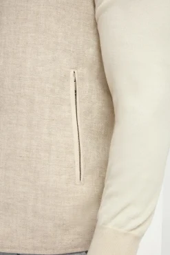Gilet réversible sable à chevrons - Made in Italy