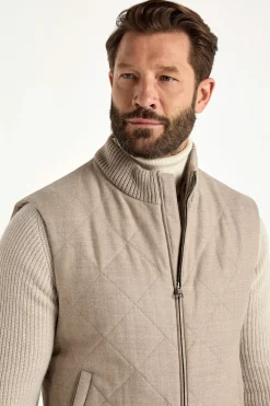 Gilet sans manches matelassé beige - Made in Italy