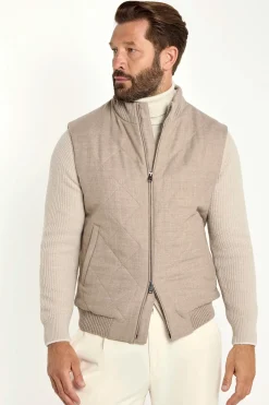 Gilet sans manches matelassé beige - Made in Italy