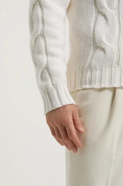 Gilet zippé blanc jacquard - Made in Italy
