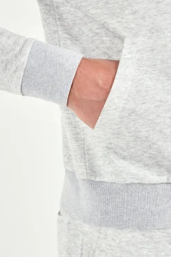 Hoodie zippé en jersey gris clair - Made in Italy