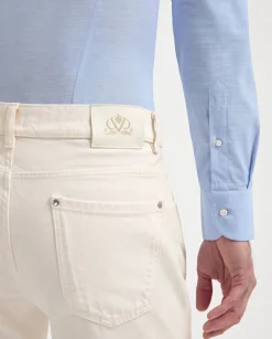 Jean Blanc cassé en coton et cachemire - Made in Italy