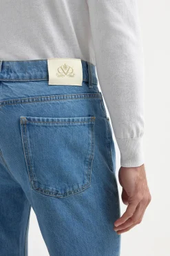Jean délavé bleu clair - coton Candiani - Made in Italy