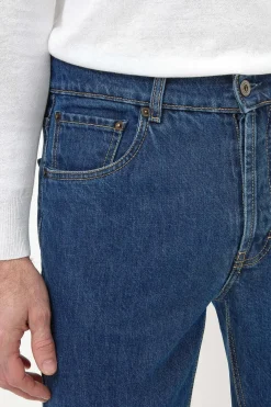 Jean droit bleu moyen - coton Candiani - Made in Italy