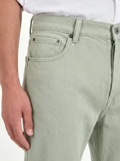 Jean droit vert clair en mélange de lin - Made in Italy