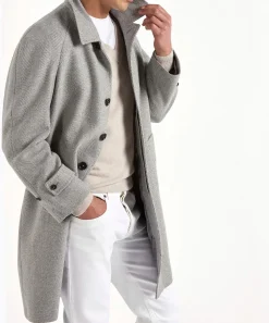 Manteau raglan gris à chevrons – Made in Italy