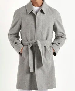 Manteau raglan gris à chevrons – Made in Italy