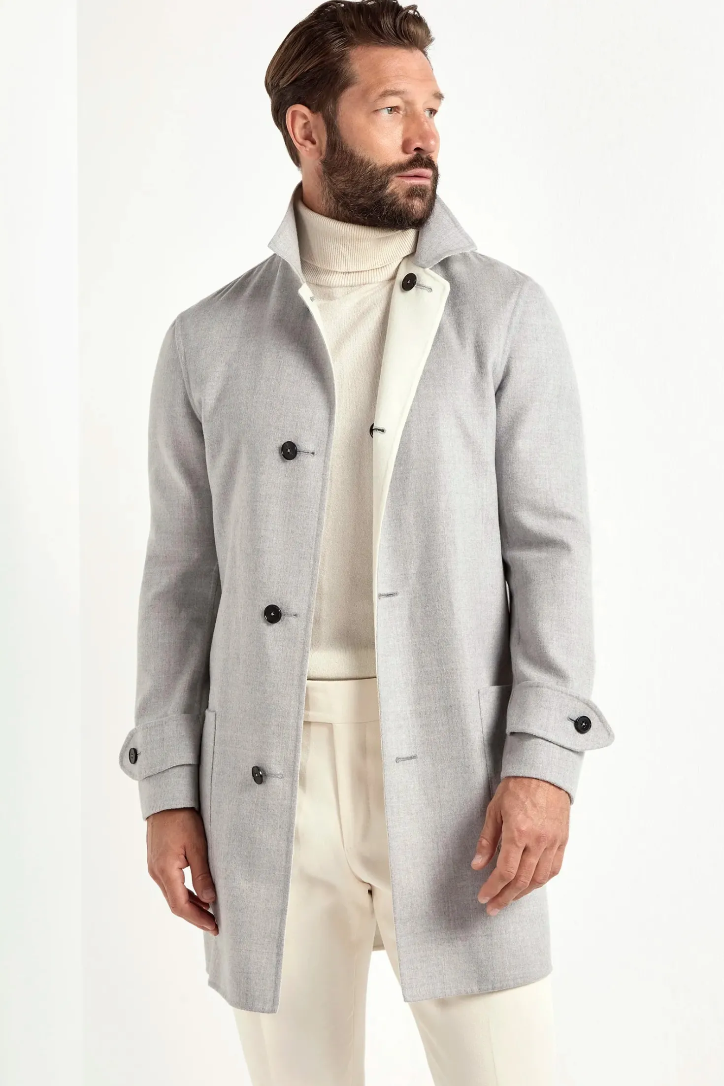Manteau réversible gris clair et blanc - Made in Italy