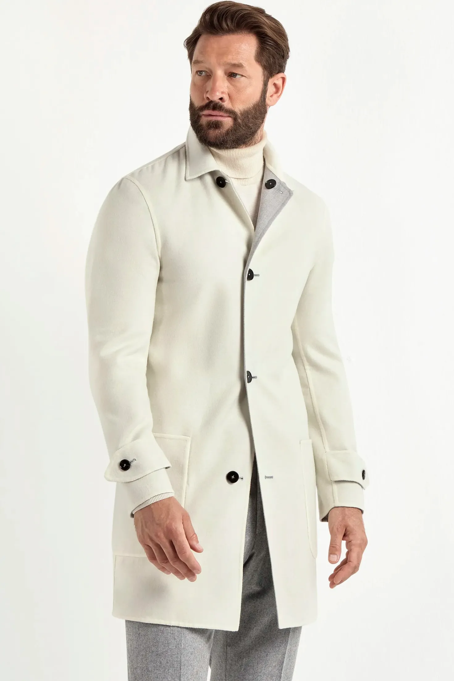 Manteau réversible gris clair et blanc - Made in Italy