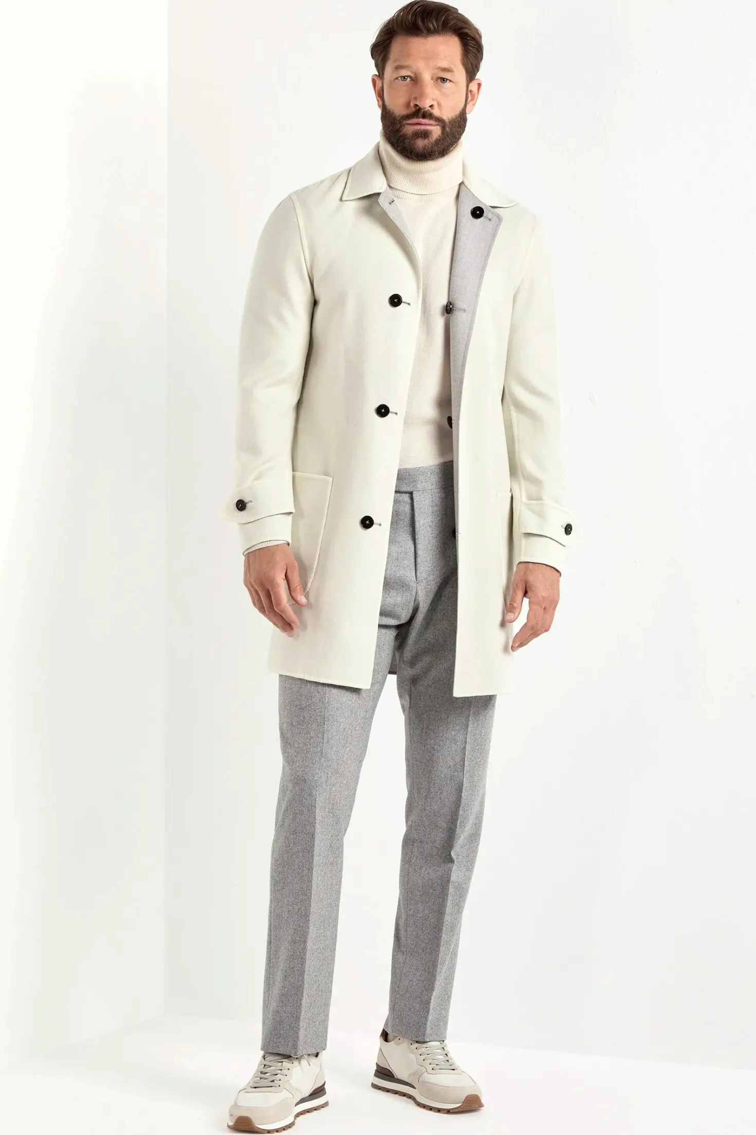 Manteau réversible gris clair et blanc - Made in Italy