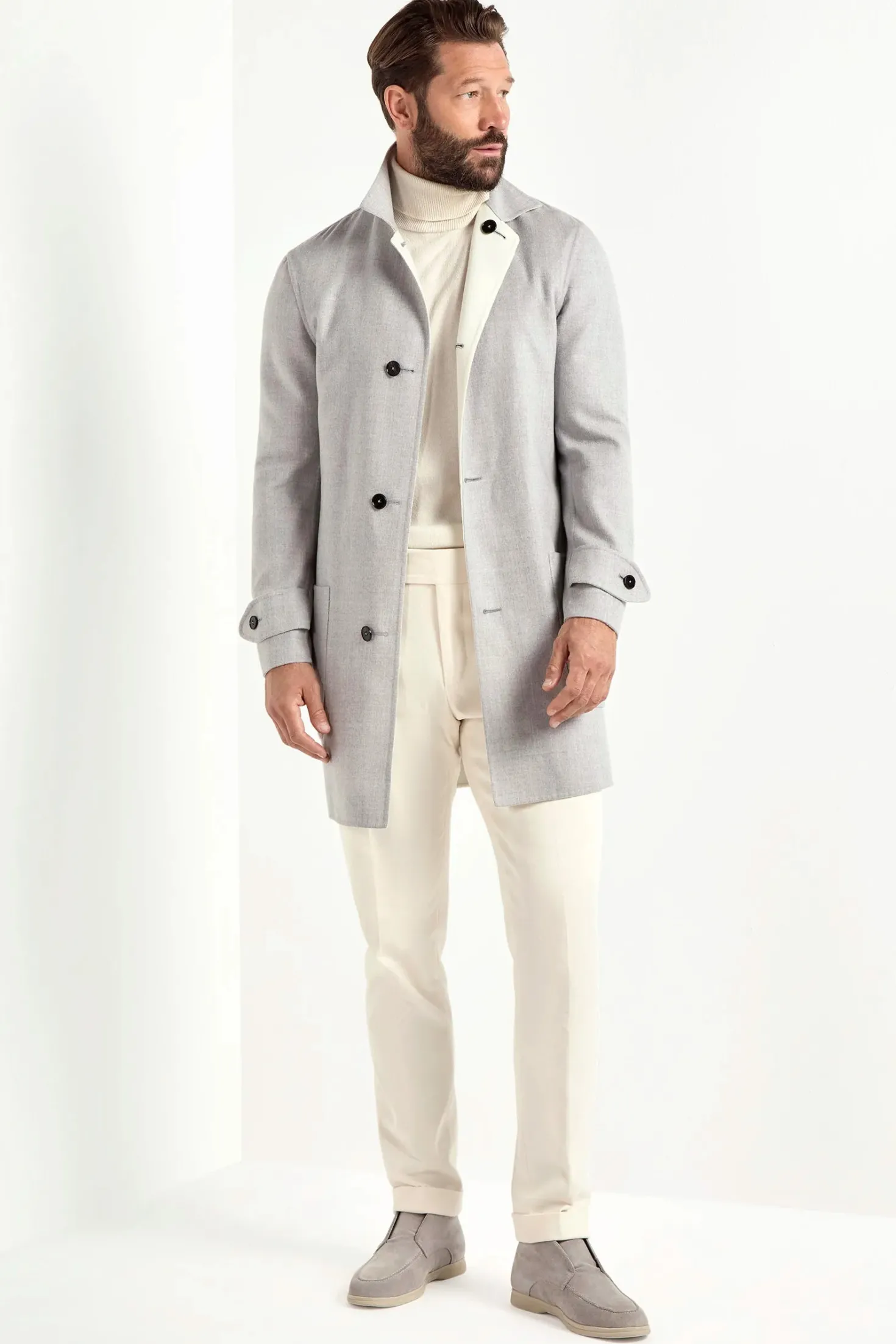 Manteau réversible gris clair et blanc - Made in Italy