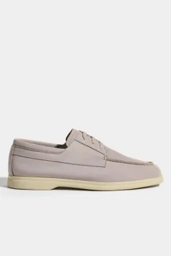 Mocassins bateau en nubuck sable - Made in Italy