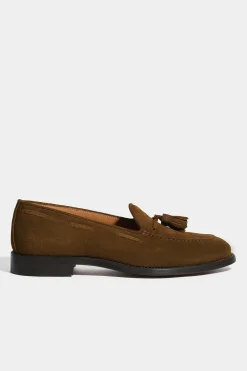 Mocassins à pampilles en daim cognac - Made in Italy