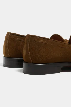 Mocassins à pampilles en daim cognac - Made in Italy