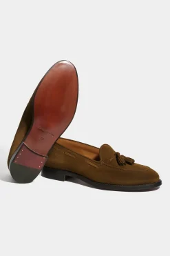 Mocassins à pampilles en daim cognac - Made in Italy