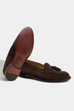Mocassins à pampilles en daim marron - Made in Italy