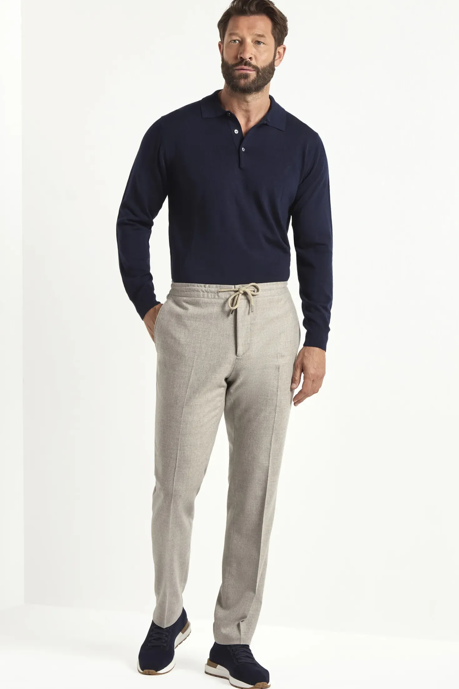 Pantalon Alassio en flanelle sable - Made in Italy
