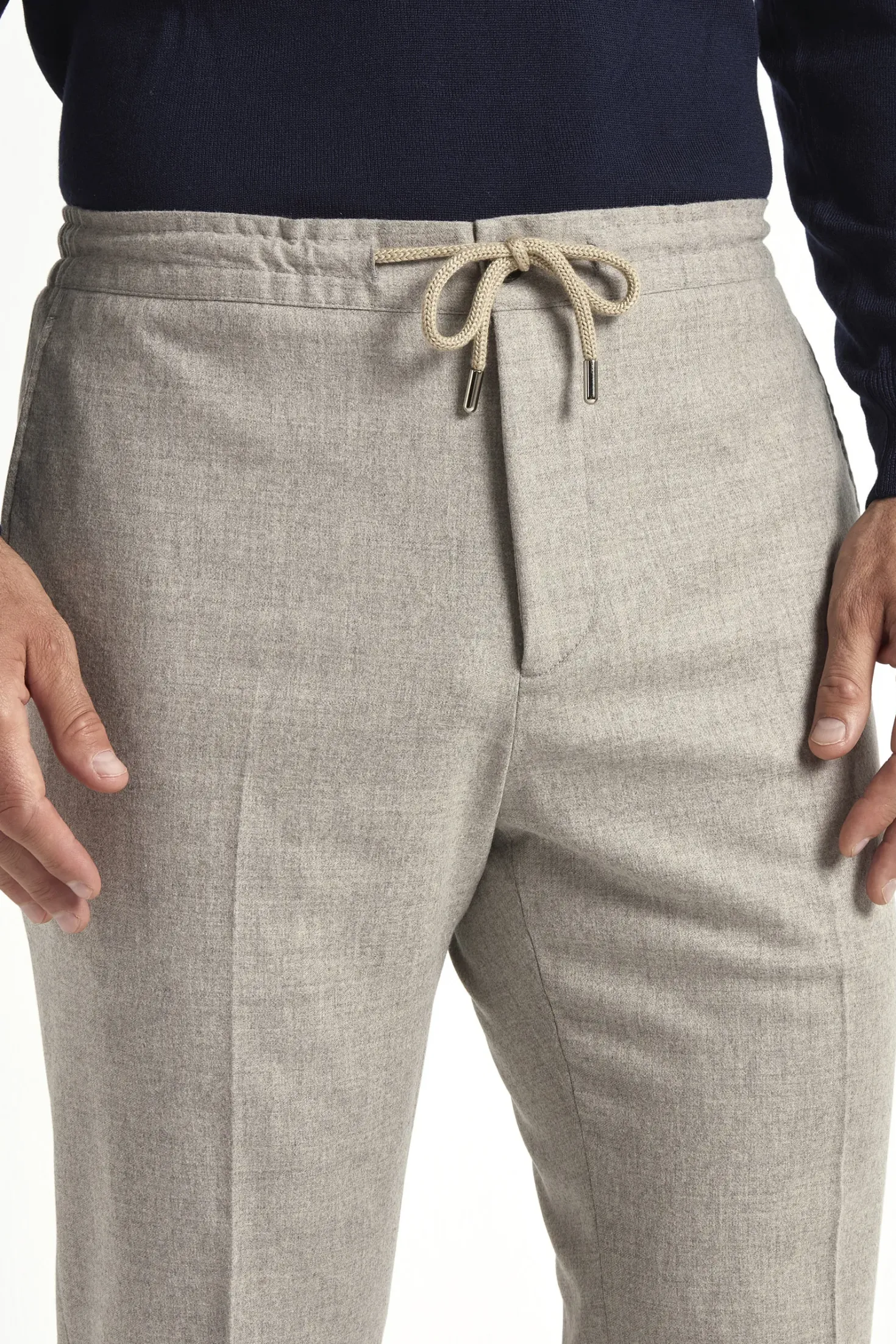 Pantalon Alassio en flanelle sable - Made in Italy