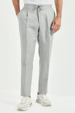 Pantalon Alassio en lin Gris clair - Made in Italy
