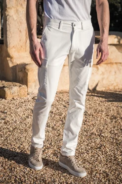 Pantalon cargo en coton stretch Blanc cassé - Made in Italy