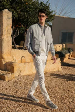Pantalon cargo en coton stretch Blanc cassé - Made in Italy