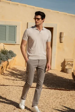 Pantalon cargo en coton stretch gris - Made in Italy