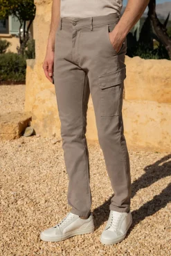 Pantalon cargo en coton stretch gris - Made in Italy