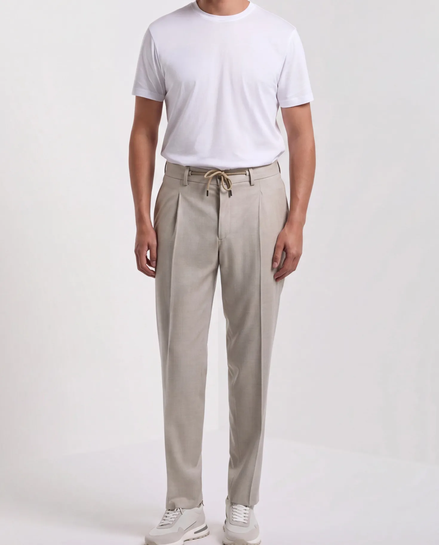 Pantalon Como beige en flanelle - Made in Italy