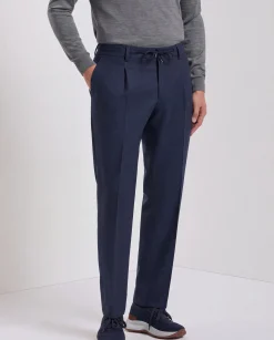 Pantalon Como bleu en flanelle - Made in Italy